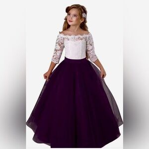 New pageant flower girl dress size 6/7 pageant/party gown plum color